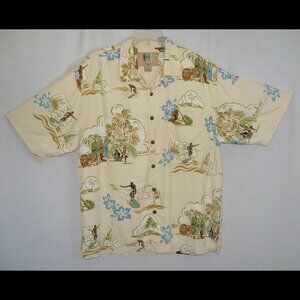 Vintage Robert Pepi Island Traditions Hawaiian Silk Shirt Men's Large